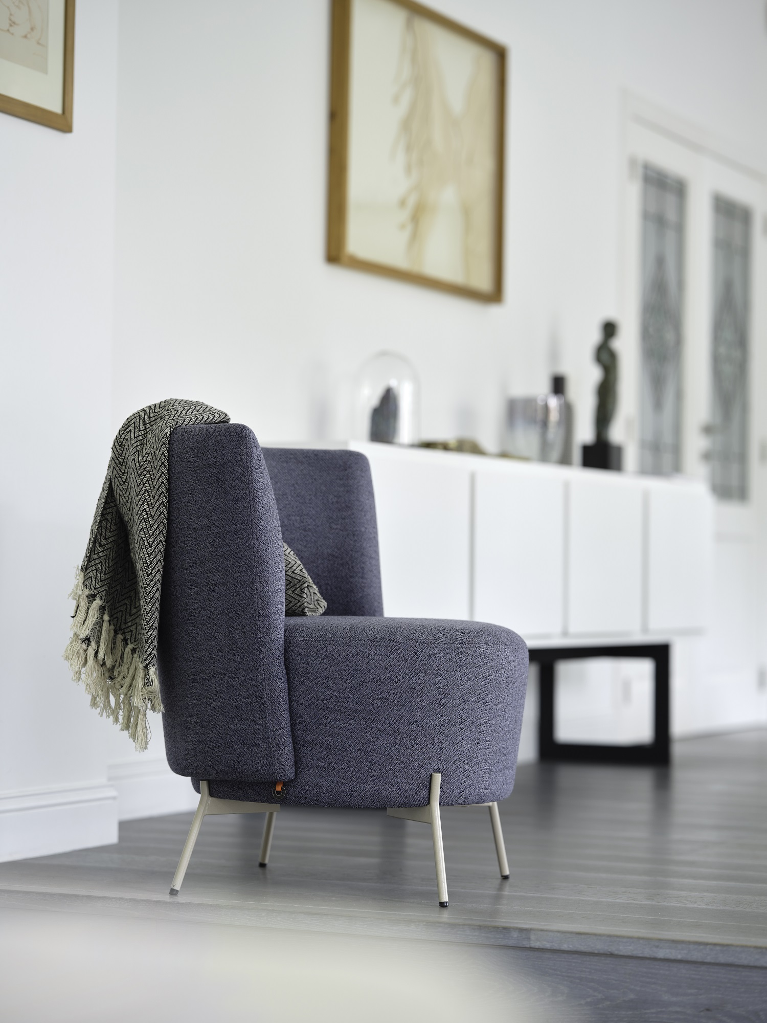 Дизайнерское круглое кресло Bolero, Mobitec, дизайнерская мебель, серая ткань AquaClean